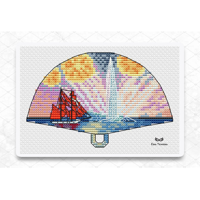 Fan. Scarlet Sails - PDF Cross Stitch Pattern