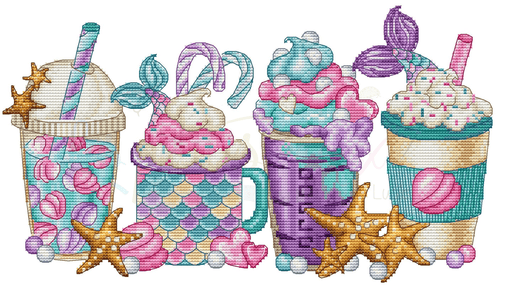 Beach Coffees - PDF Cross Stitch Pattern - Wizardi