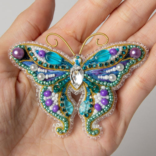 Beadwork kit for creating brooch Crystal Art Butterfly BP-344C - Wizardi
