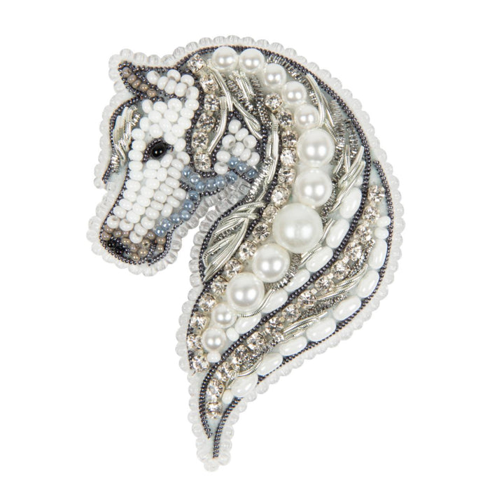 Beadwork kit for creating brooch Crystal Art Horse BP-327C - Wizardi