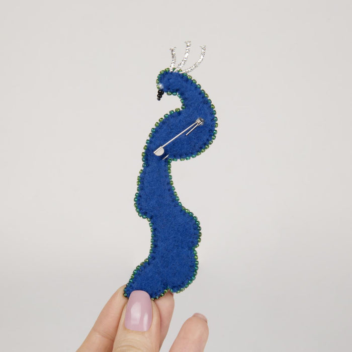 Beadwork kit for creating broоch Crystal Art The Bird of Happiness BP-302C - Wizardi