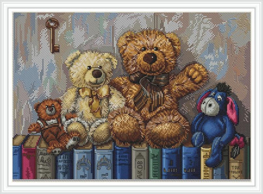 Bears On The Books - PDF Cross Stitch Pattern - Wizardi