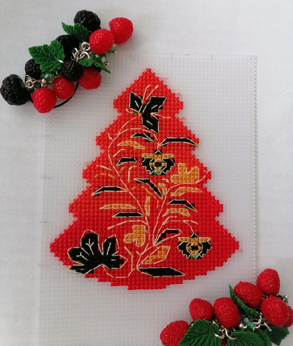 Christmas tree. Khokhloma Red - PDF Cross Stitch Pattern