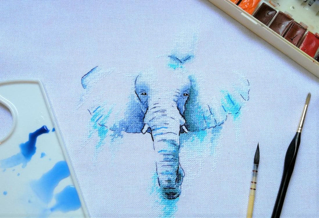 Blue elephant - PDF Cross Stitch Pattern - Wizardi