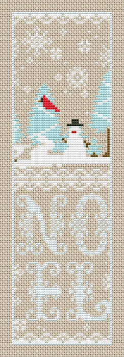 Bookmark. Christmas Snowman - PDF Cross Stitch Pattern