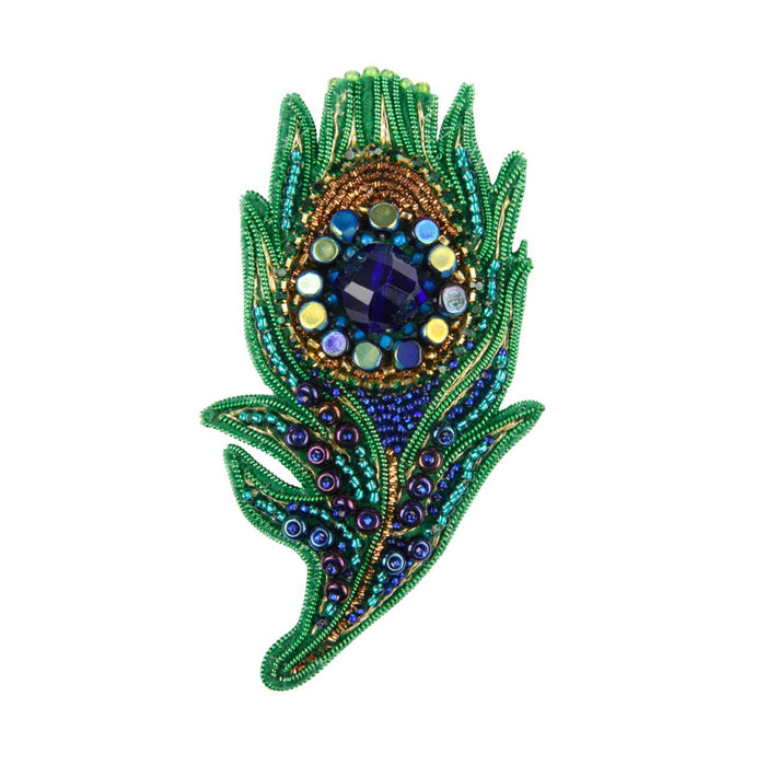 BP-353C Beadwork kit for creating brooch Crystal Art "Peacock feather"