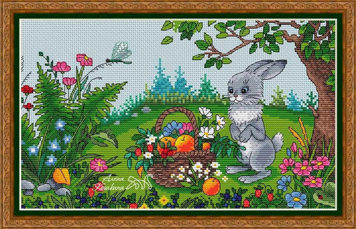 Bunny & A Little Basket - PDF Cross Stitch Pattern - Wizardi