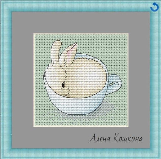 Bunny In A Cup - PDF Cross Stitch Pattern - Wizardi