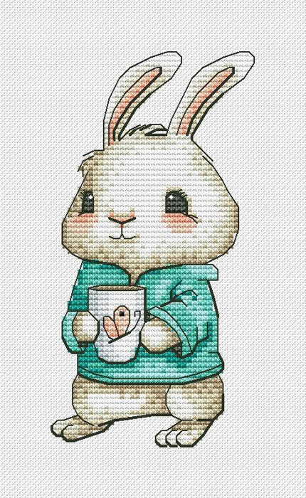 Bunny with coffee - PDF Cross Stitch Pattern - Wizardi