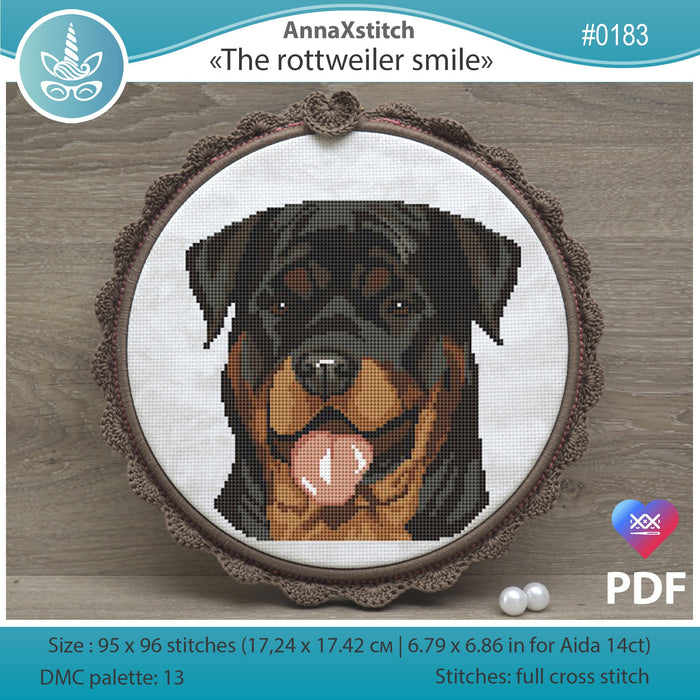 The Rottweiler Smile - PDF Cross Stitch Pattern