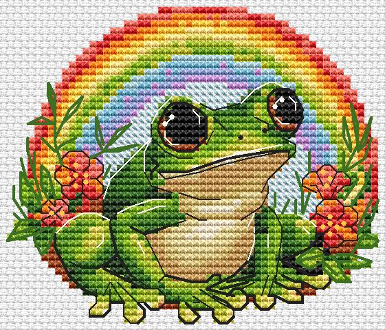 Frogs. Under the Rainbow - PDF Cross Stitch Pattern