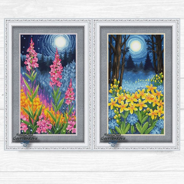 Magic of the forest. Diptych - PDF Cross Stitch Pattern