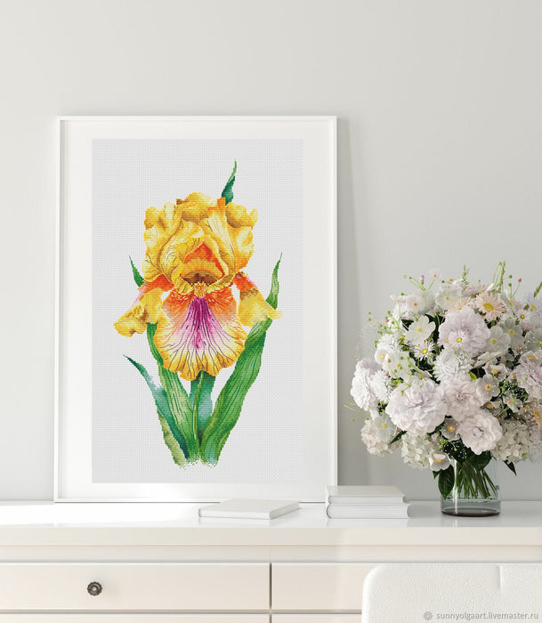 Yellow iris - PDF Cross Stitch Pattern