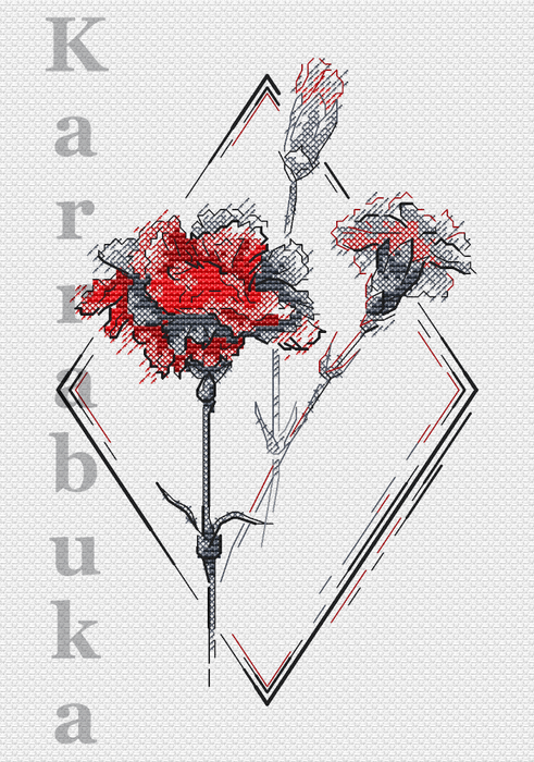 Carnations - PDF Cross Stitch Pattern - Wizardi