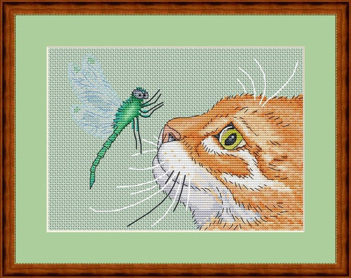 Cat & Dragonfly - PDF Cross Stitch Pattern - Wizardi