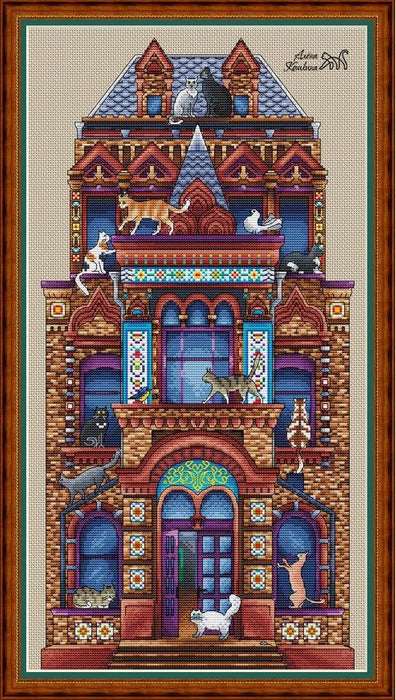 Cat's House - PDF Cross Stitch Pattern - Wizardi