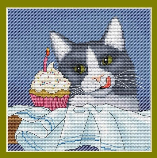 Cat With A Pastry - PDF Cross Stitch Pattern - Wizardi