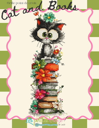 Cat and Books - PDF Cross Stitch Pattern