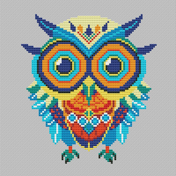 Indie Owl -  PDF Cross Stitch Pattern