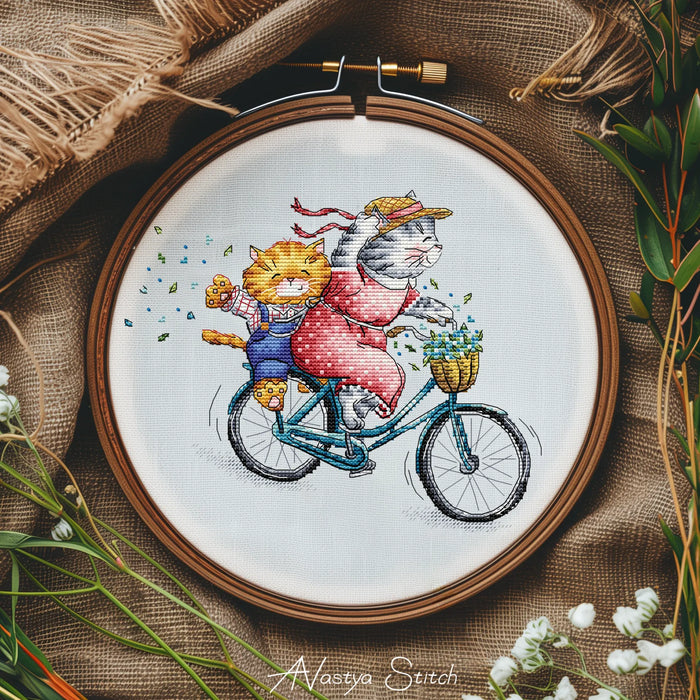 We're Riding a Bicycle - PDF Cross Stitch Pattern