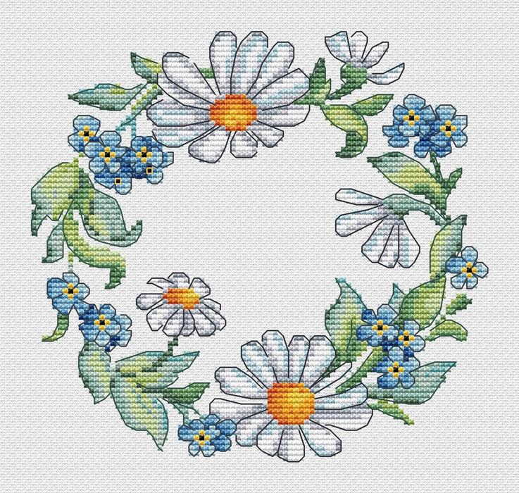 Chamomile wreath - PDF Cross Stitch Pattern - Wizardi