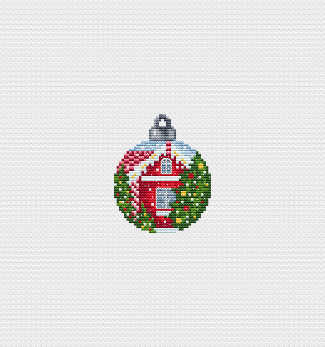 Christmas ball. House - PDF Cross Stitch Pattern - Wizardi