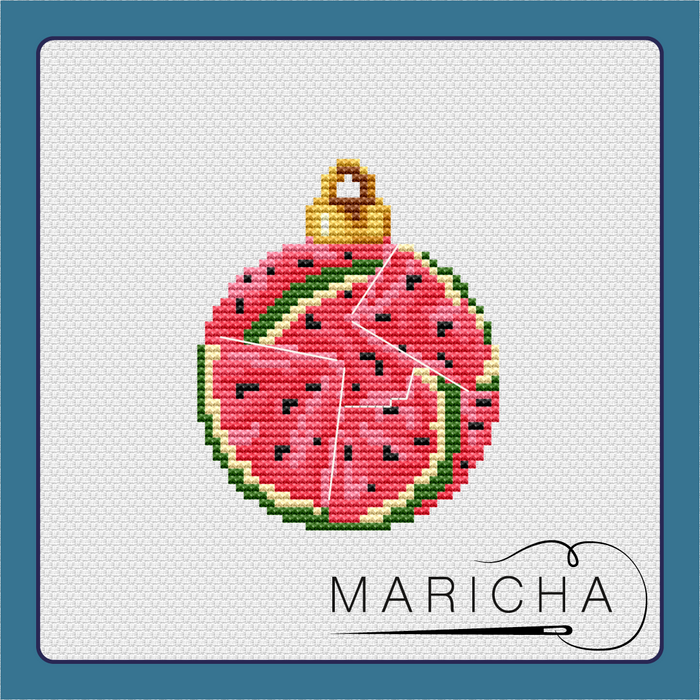 Christmas ball. Watermelon slices - PDF Cross Stitch Pattern - Wizardi