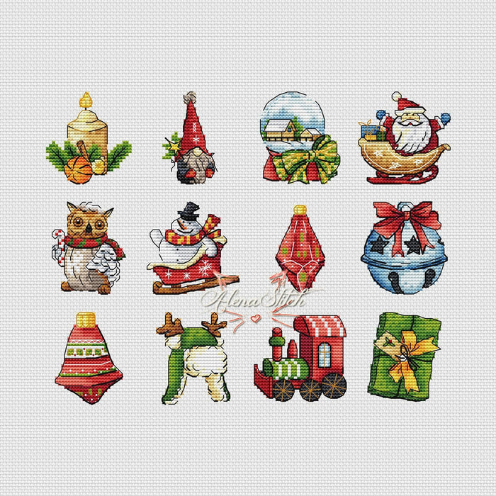 Christmas miniatures - PDF Cross Stitch Pattern - Wizardi