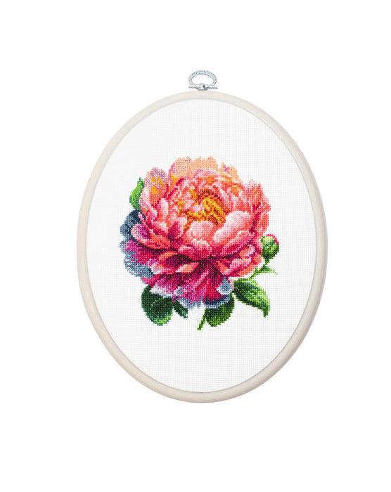 Coral Charm Peony BC205l Counted Cross-Stitch Kit - Wizardi