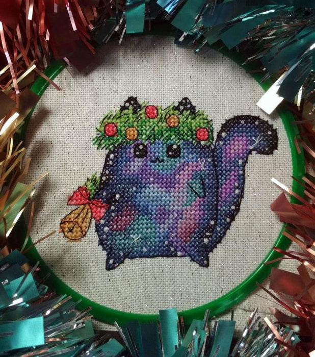 Cosmo cat with a bell - PDF Cross Stitch Pattern - Wizardi