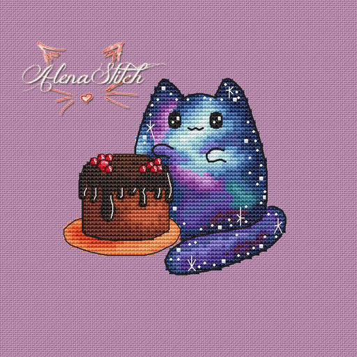 Cosmo Cat with a Pie - PDF Cross Stitch Pattern - Wizardi