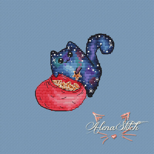 Cosmo cat with cookies - PDF Cross Stitch Pattern - Wizardi