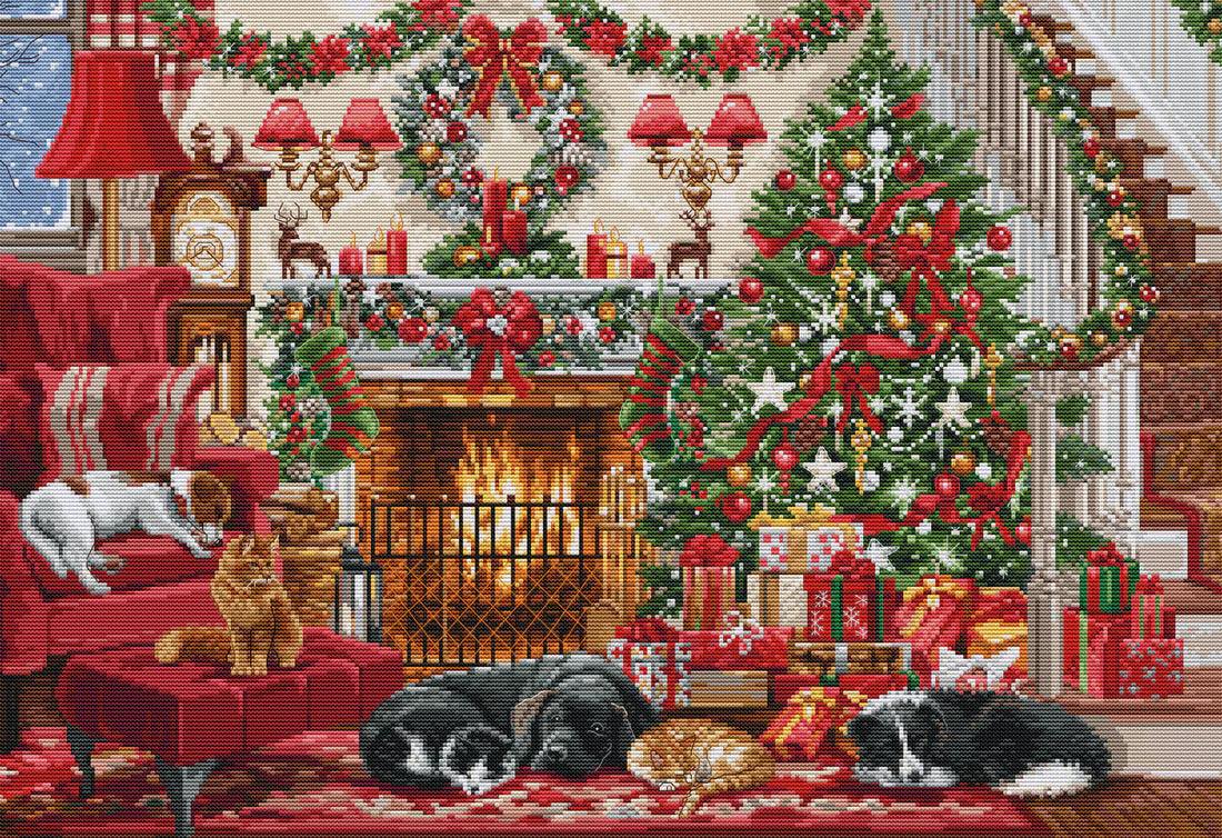 Cosy Fireplace BU5041L Counted Cross-Stitch Kit - Wizardi