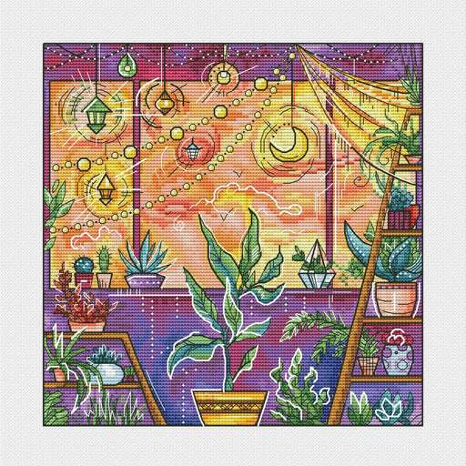 Cozy Balcony - PDF Cross Stitch Pattern - Wizardi