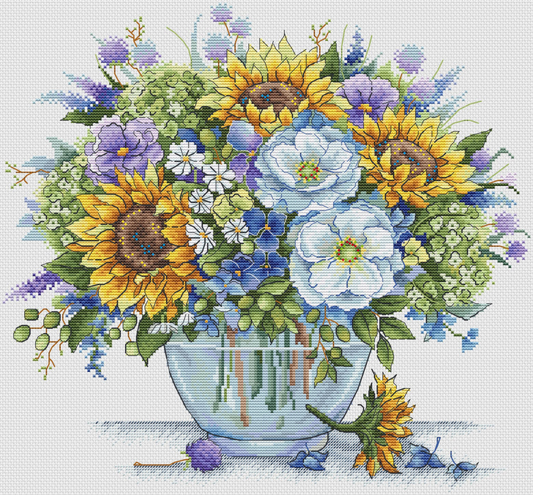 Bouquet with sunflowers - PDF Cross Stitch Pattern