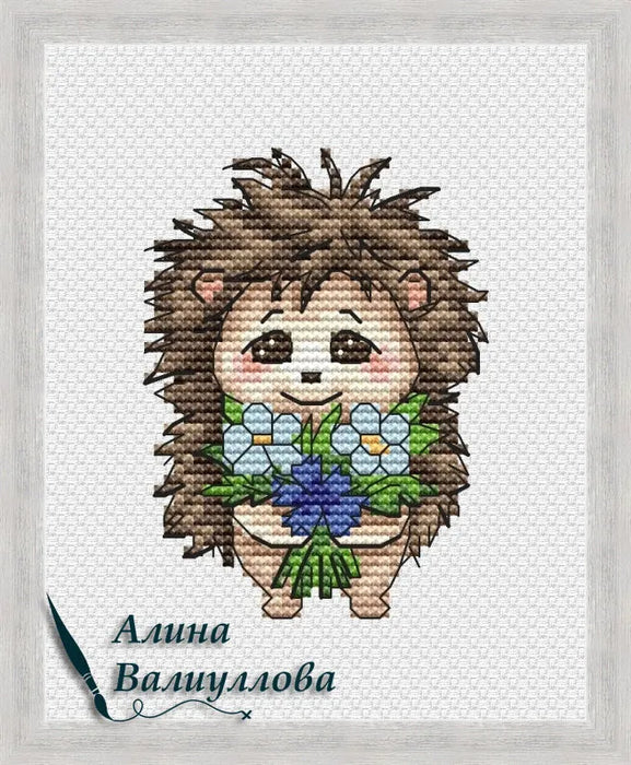 Hedgehog's joys. Bunch of flowers - PDF Cross Stitch Pattern