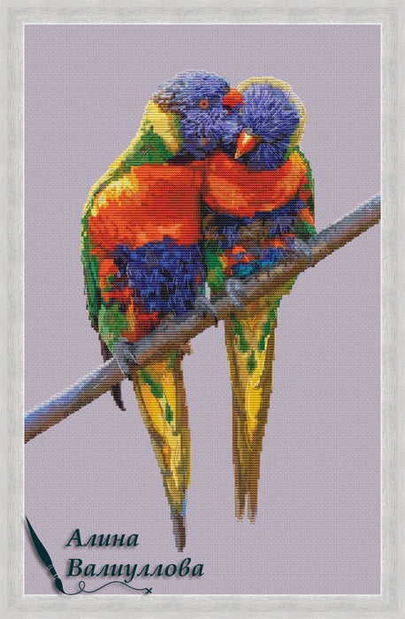 Parrots in love - PDF Cross Stitch Pattern