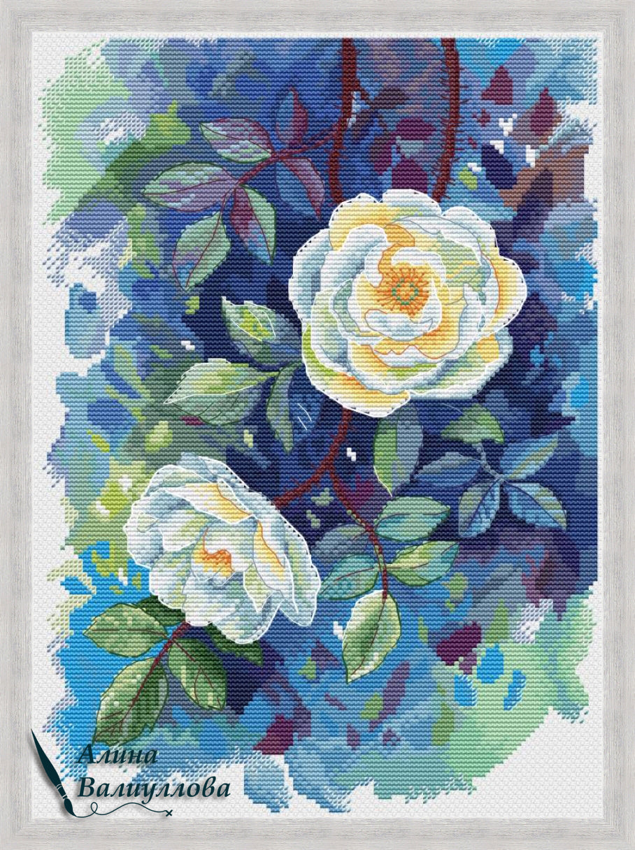 White Rosehip - PDF Cross Stitch Pattern – Wizardi