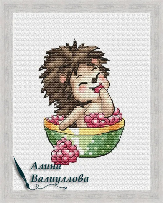 Hedgehog's joys. Raspberry - PDF Cross Stitch Pattern