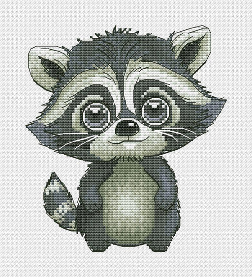 Cute Raccoon 2 - PDF Cross Stitch Pattern - Wizardi