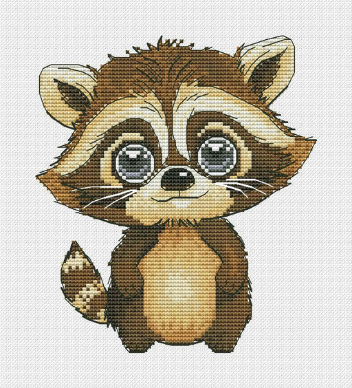 Cute Raccoon - PDF Cross Stitch Pattern - Wizardi