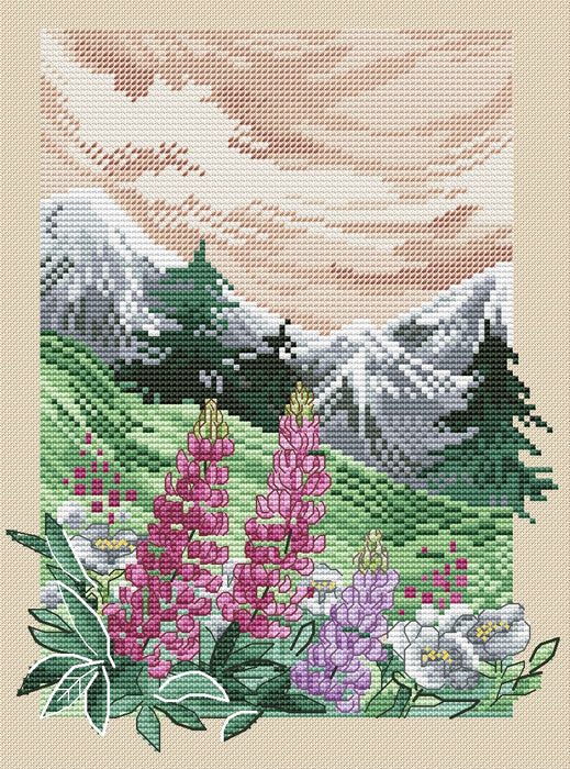 Mountain lupins - PDF Cross Stitch Pattern