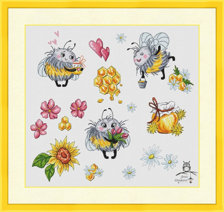 Sampler. Funny bees - PDF Cross Stitch Pattern