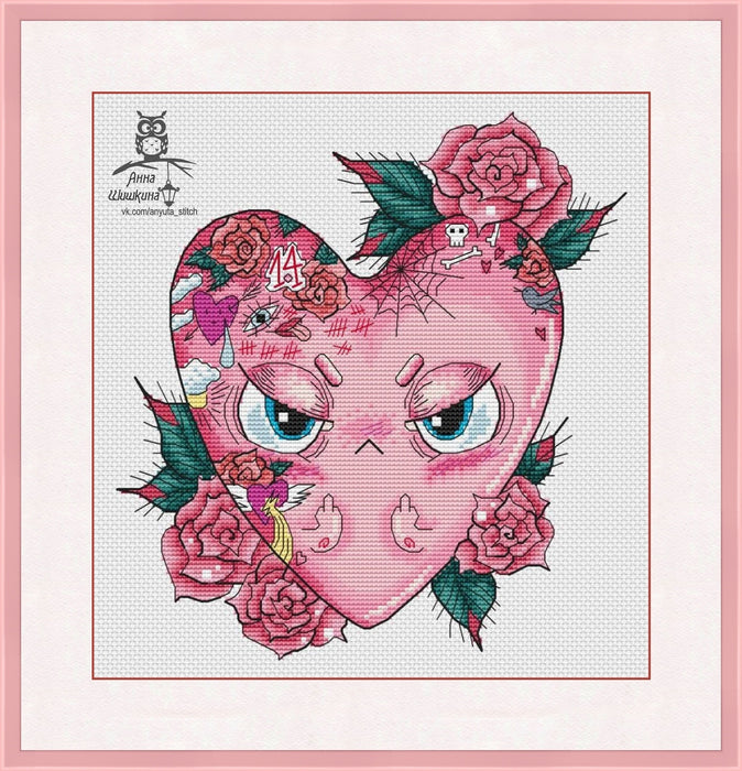 Angry heart - PDF Cross Stitch Pattern