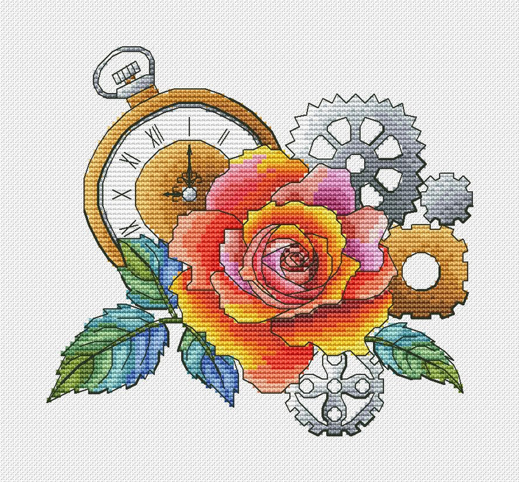 Steampack Rose - PDF Cross Stitch Pattern
