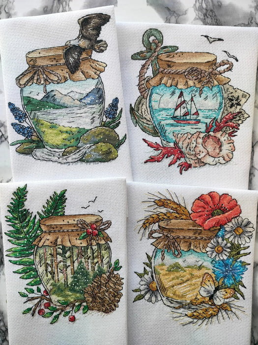 Summer in the Jars. Forest  - PDF Cross Stitch Pattern