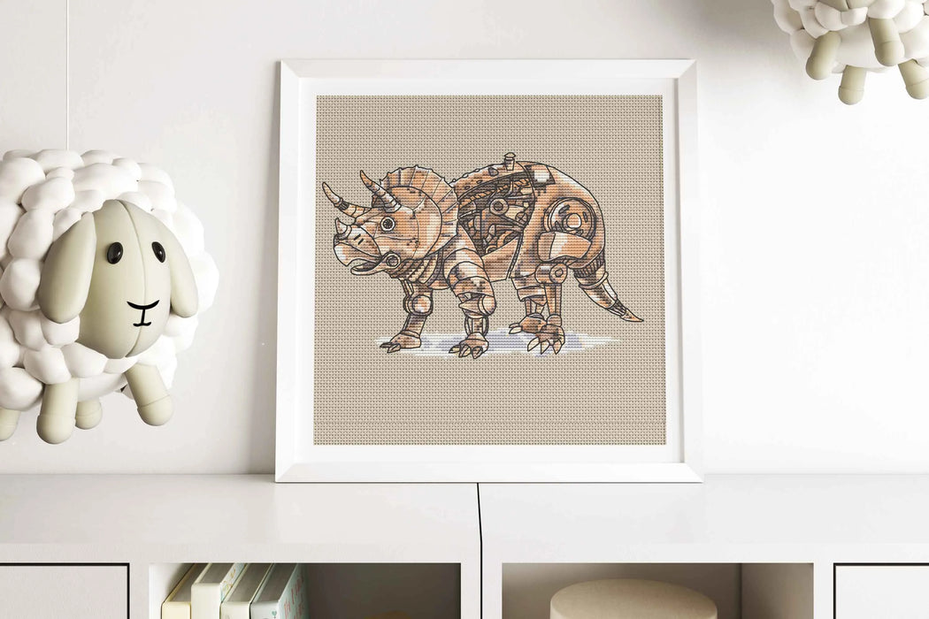 Steampunk Triceratops - PDF Cross Stitch Pattern