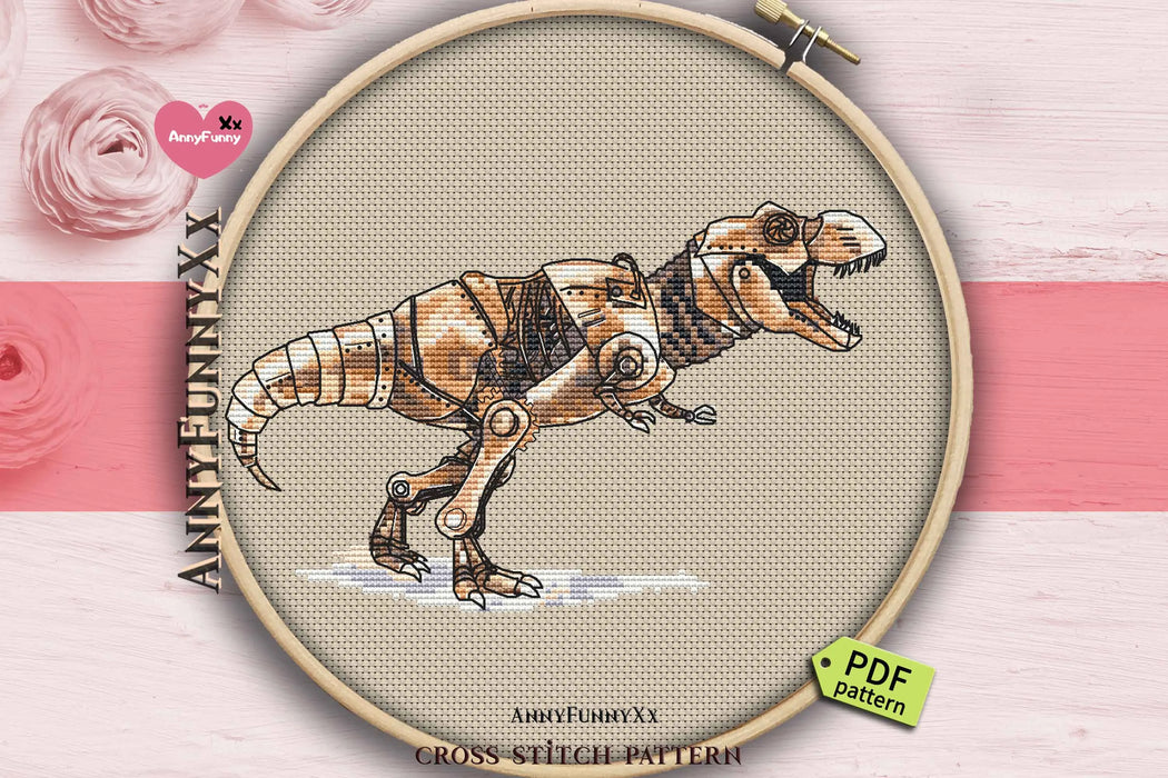 Steampunk T-Rex - PDF Cross Stitch Pattern