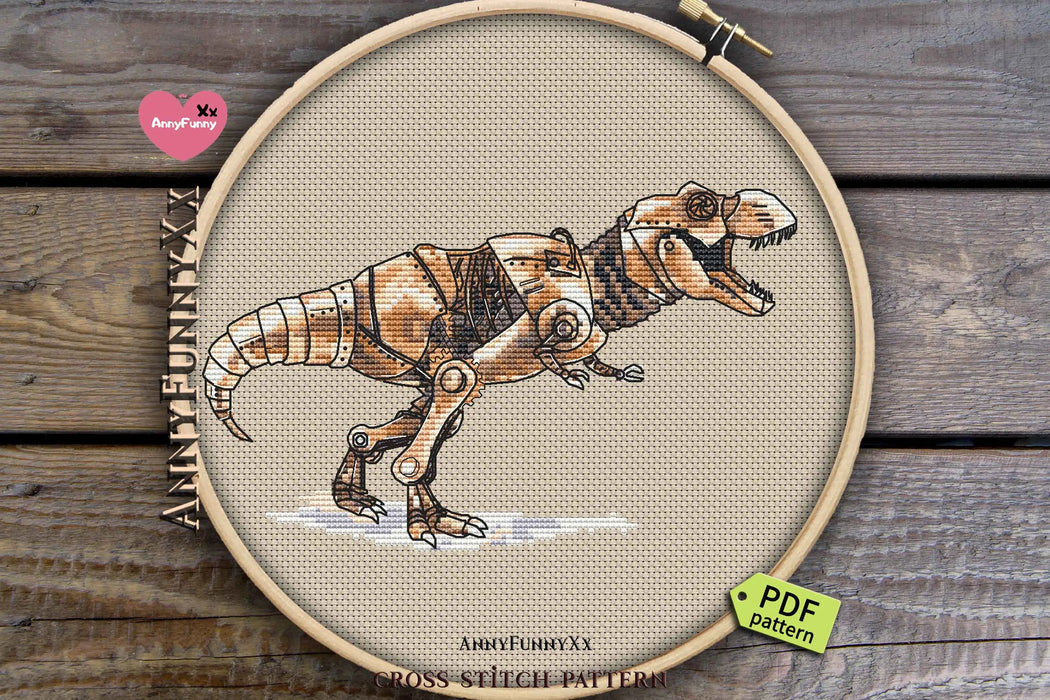 Steampunk T-Rex - PDF Cross Stitch Pattern