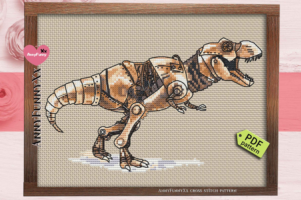 Steampunk T-Rex - PDF Cross Stitch Pattern